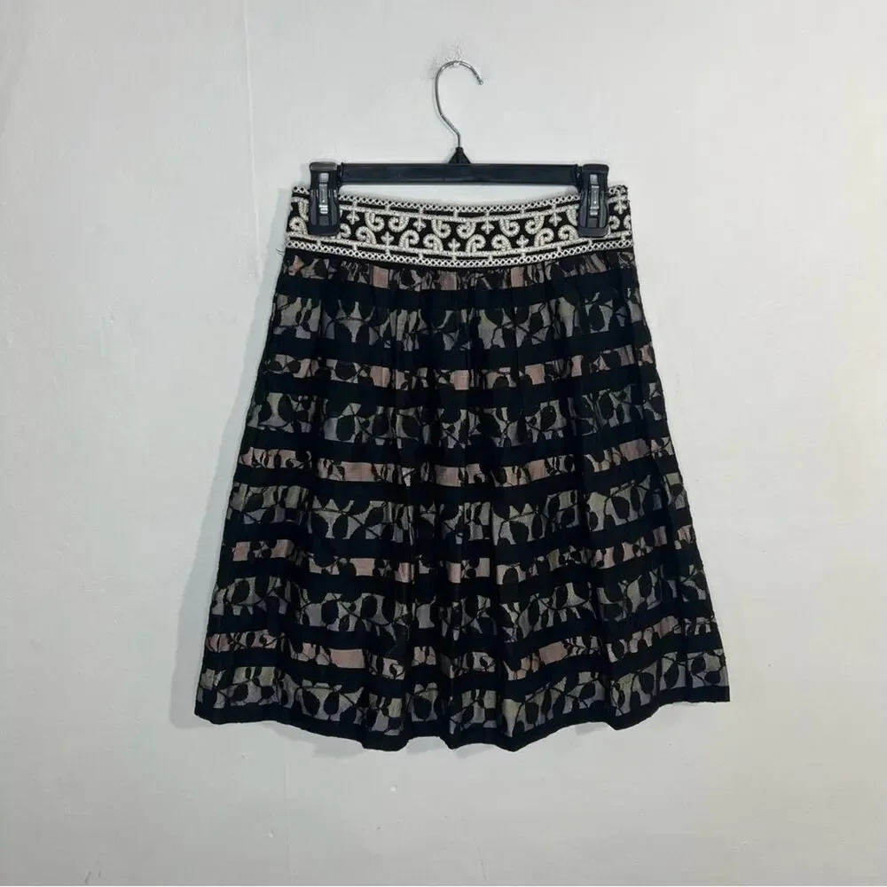 Anthropologie Floreat Charente Lace Overlay Skirt Size 2